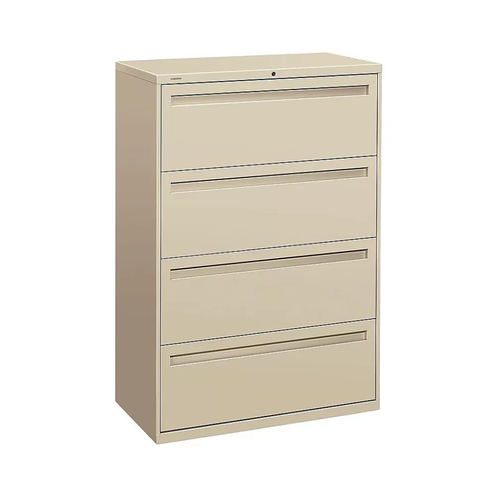 HON Brigade 700 Series 4-Drawer Lateral File Cabinet, Locking, Putty/Beige, Letter/Legal, 36"W (H784.L.L) Sale