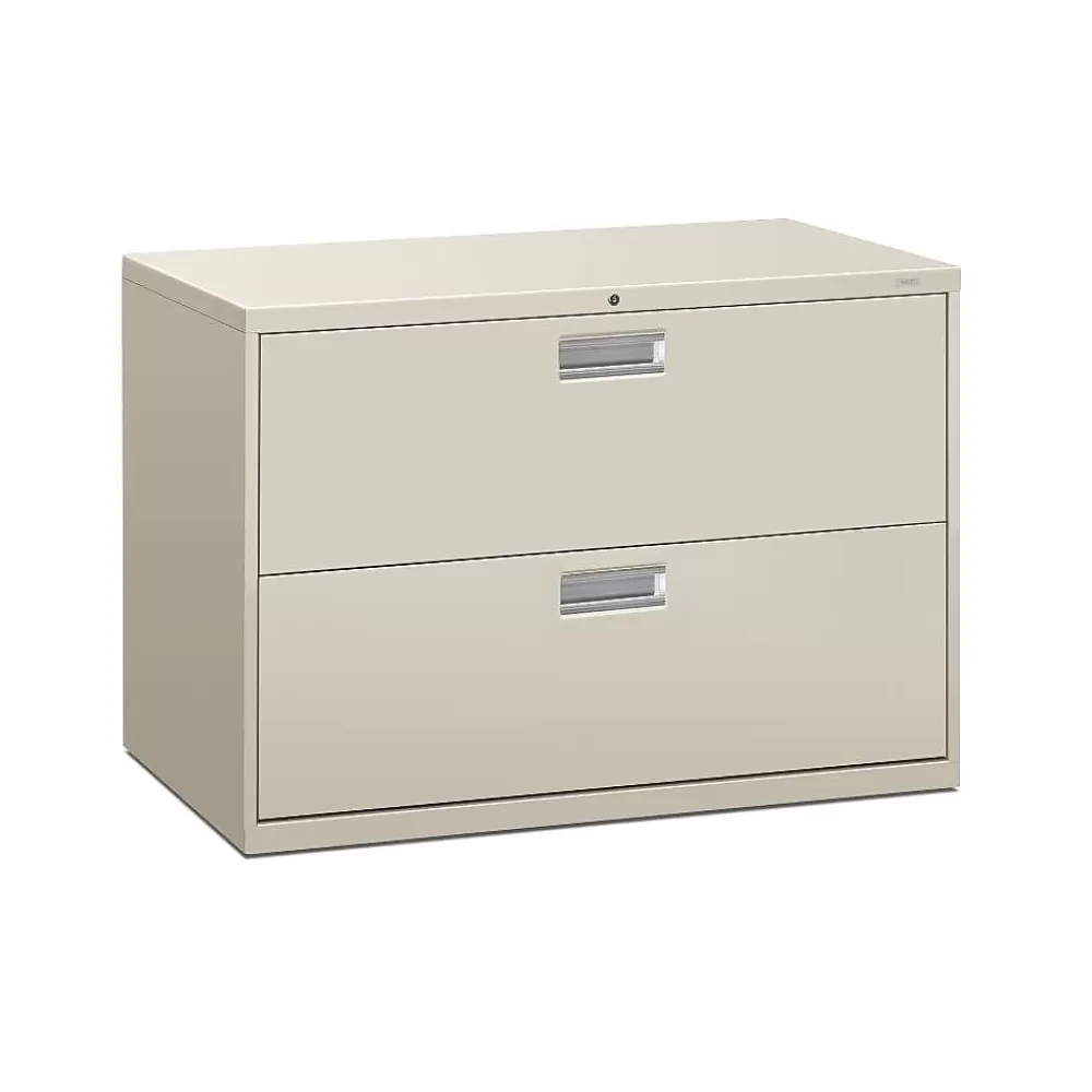HON Brigade 600 Series Lateral File, 2 Drawers, Aluminum Pull, 42"W, Light Gray Finish, (692LQ) Shop