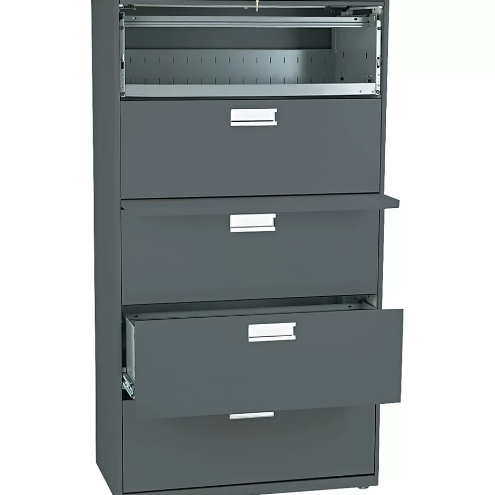 HON ® Brigade 600 Series Lateral File Cabinet, A4/Legal/Letter, 5-Drawer, Charcoal, 19 1/4"D (685LS) Shop