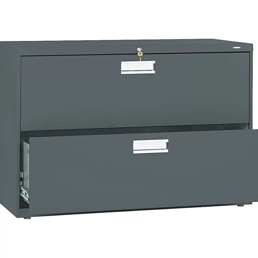 HON Brigade 600 Series Lateral File Cabinet, A4/Legal/Letter, 2-Drawer, Charcoal, 42"W Outlet