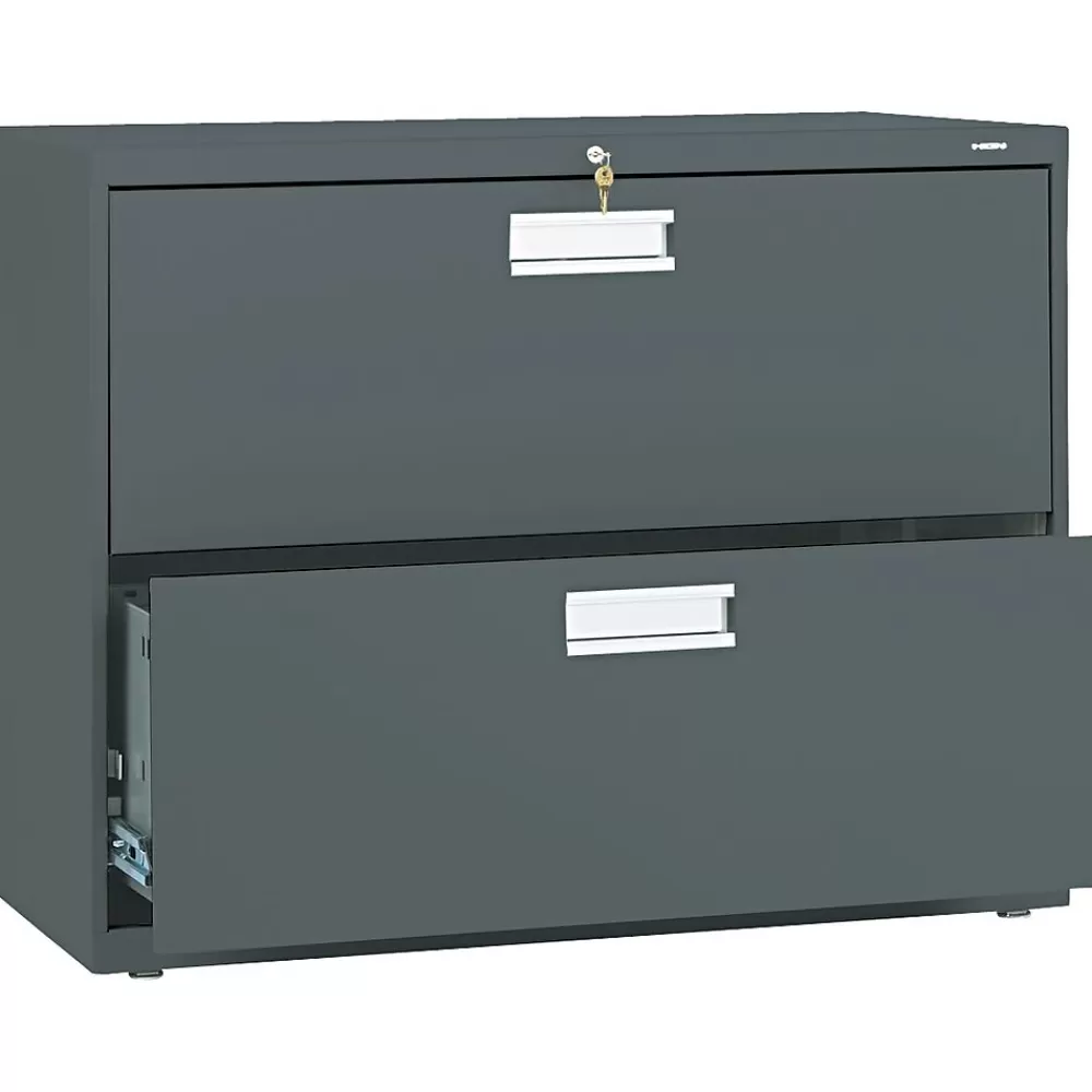HON Brigade 600 Series Lateral File Cabinet, A4/Legal/Letter, 2-Drawer, Charcoal, 36"W Online