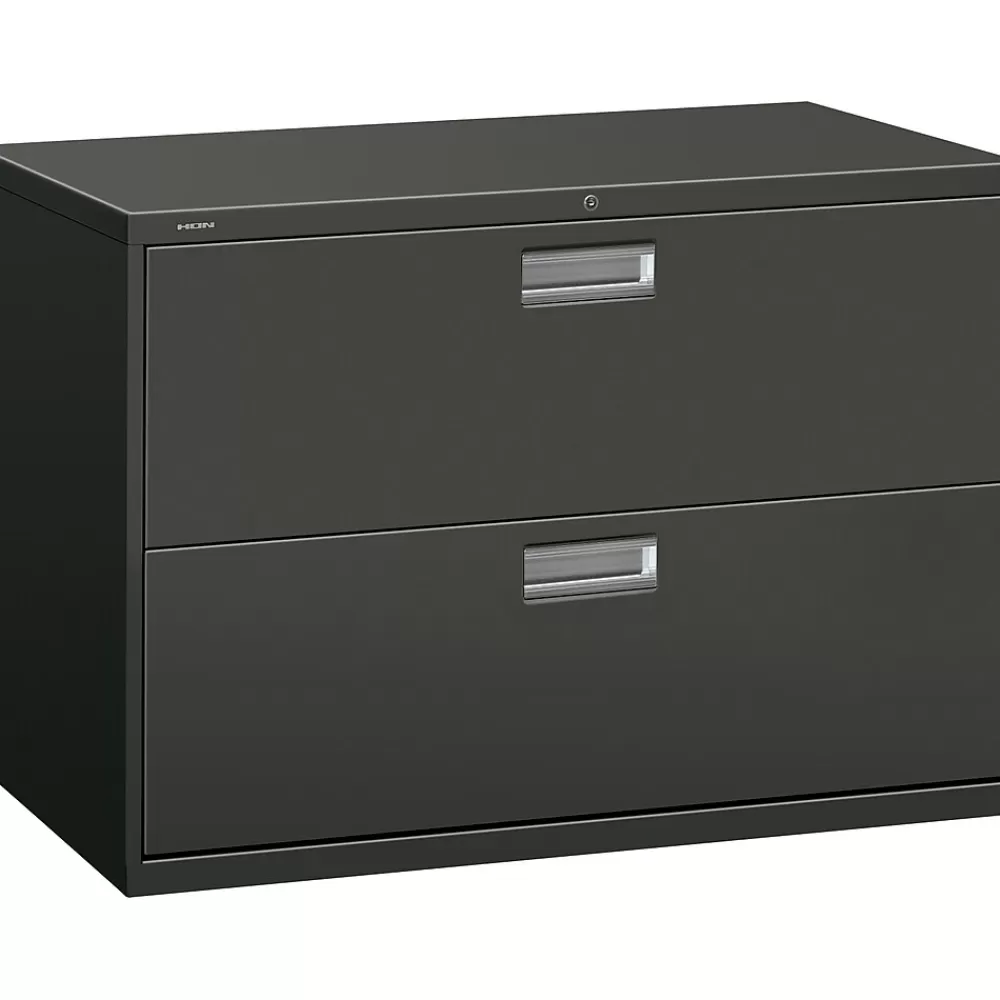 HON Brigade 600 Series Lateral File Cabinet, A4/Legal/Letter, 2-Drawer, Charcoal, 42"W Outlet