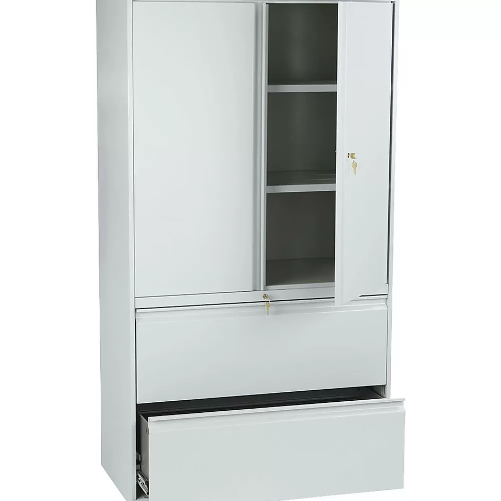 HON Brigade 800 Series Lateral File Cabinet, A4/Legal/Letter, 2-Drawer, Light Gray, 19 1/4"Depth Best