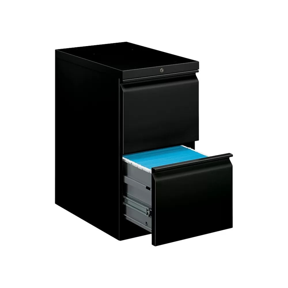 HON Brigade 2-Drawer Mobile Vertical File Cabinet, Letter Size, Lockable, 28"H x 15"W x 22.88"D, Black (33823RP) Online
