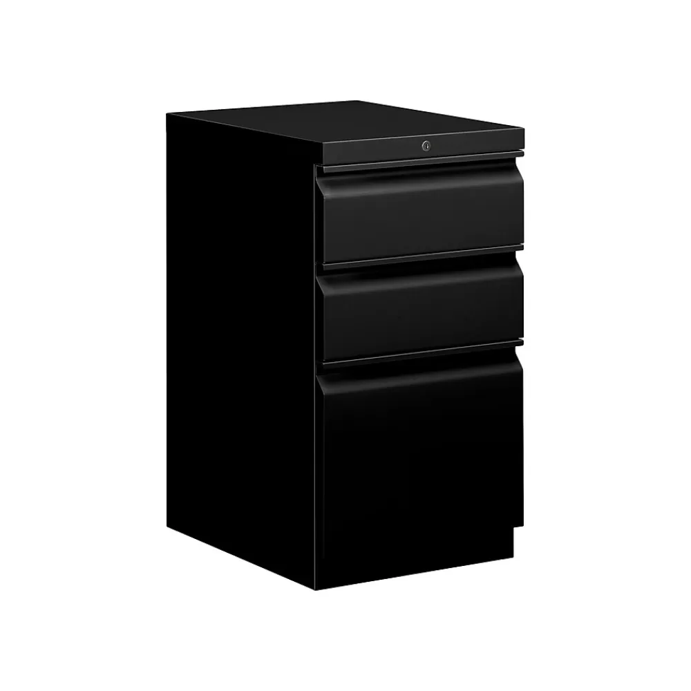 HON Brigade 3-Drawer Mobile Vertical File Cabinet, Letter Size, Lockable, 28"H x 15"W x 22.88"D, (33723RP) Black Best