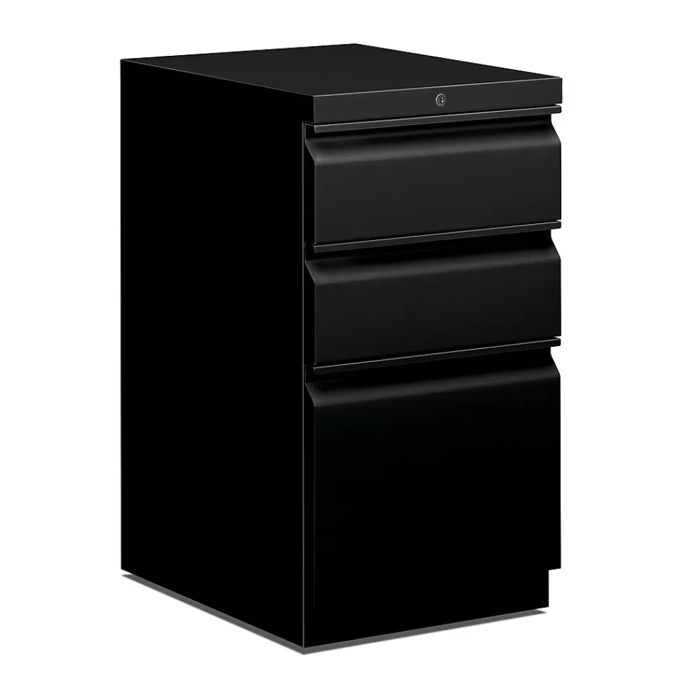 HON Brigade 3-Drawer Mobile Vertical File Cabinet, Letter Size, Lockable, 28"H x 15"W x 20"D, Black (H33720RP) Shop