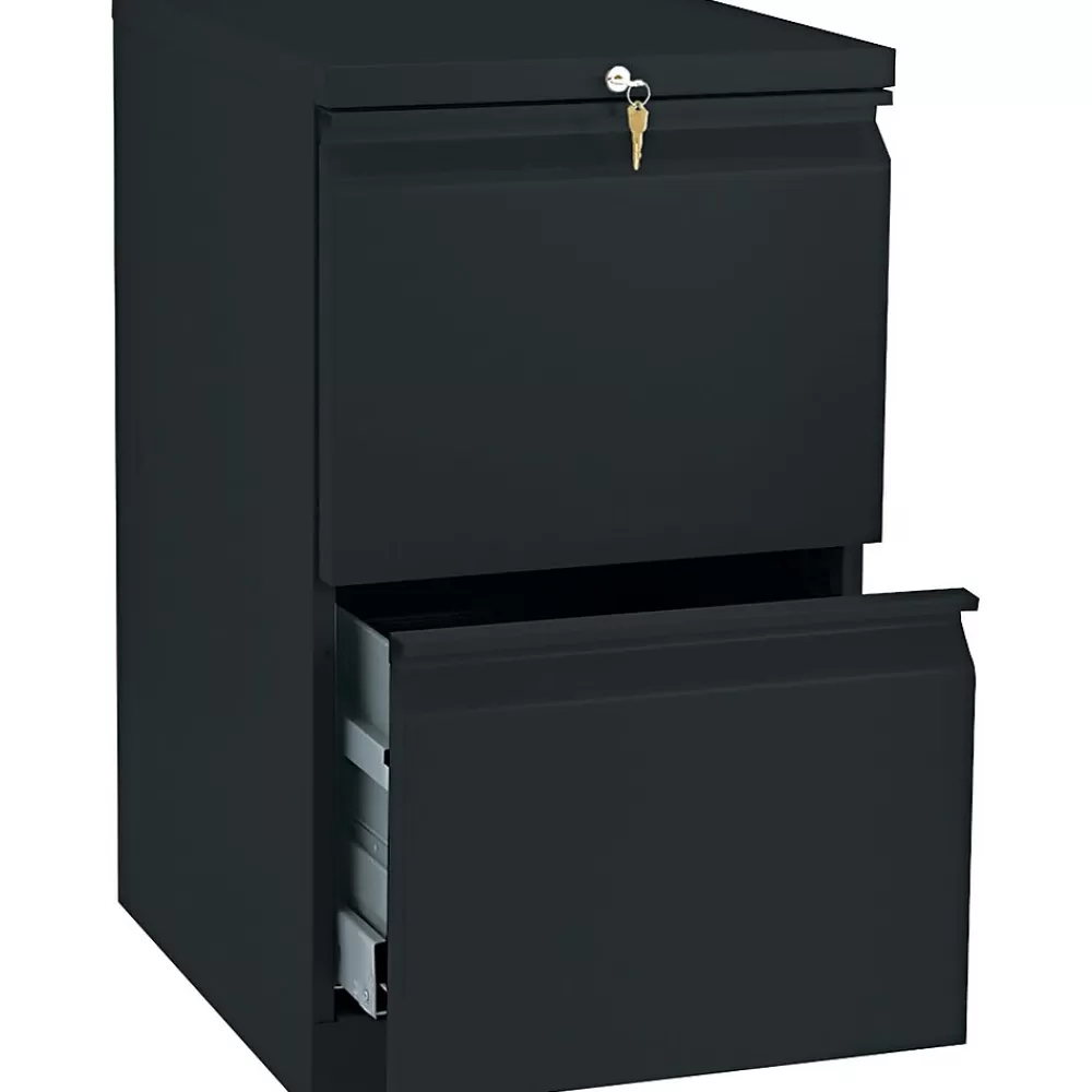 HON Brigade 2-Drawer Mobile Vertical File Cabinet, Letter Size, Lockable, 28"H x 15"W x 19.875"D, Black (H33820RP) Sale