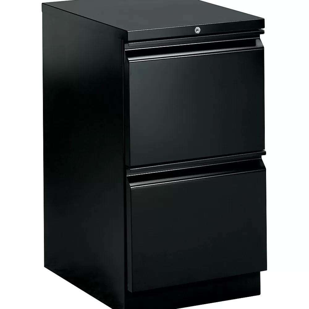 HON Brigade 2-Drawer Mobile Vertical File Cabinet, Letter Size, Lockable, 28"H x 15"W x 19.875"D, Black (H33820RP) Sale
