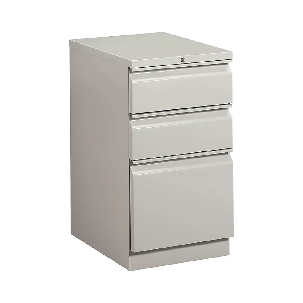 HON Brigade 3-Drawer Mobile Vertical File Cabinet, Letter Size, Lockable, 28"H x 15"W x 19.88"D, Light Gray (H33720RQ) Best
