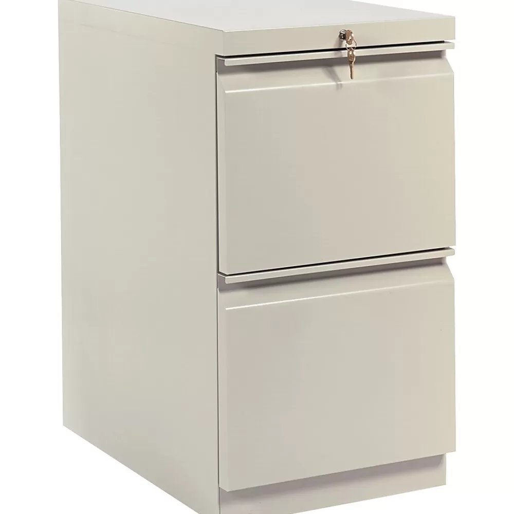 HON Brigade 2-Drawer Mobile Vertical File Cabinet, Letter Size, Lockable, 28"H x 15"W x 23"D, Putty (33823RL) Store