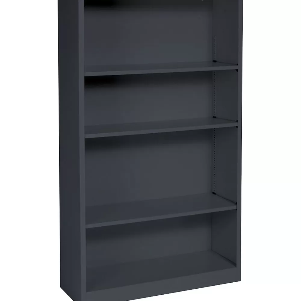 HON Brigade 59"H 4-Shelf Bookcase, Charcoal Metal (S60ABCS) Cheap