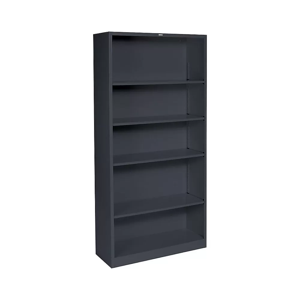 HON Brigade 71"H 5-Shelf Bookcase, Charcoal Metal (HS72ABCS) Best Sale