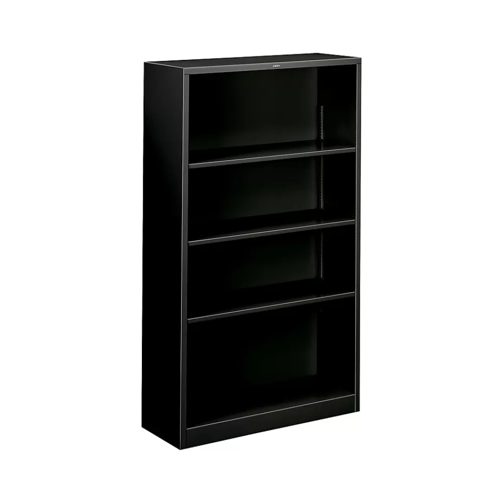 HON Brigade 4-Shelf 59"H Bookcase, Black Steel (HS60ABCP) Clearance