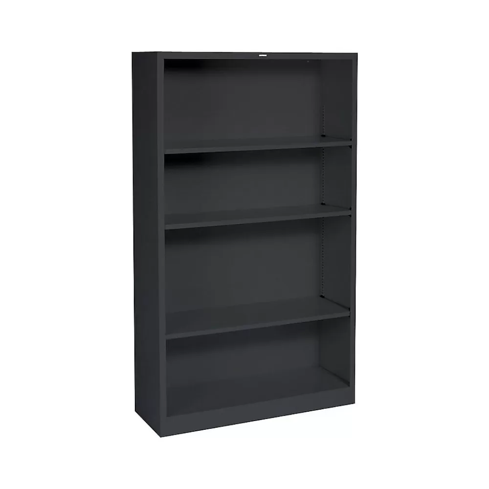 HON Brigade 4-Shelf 59"H Bookcase, Black Steel (HS60ABCP) Clearance