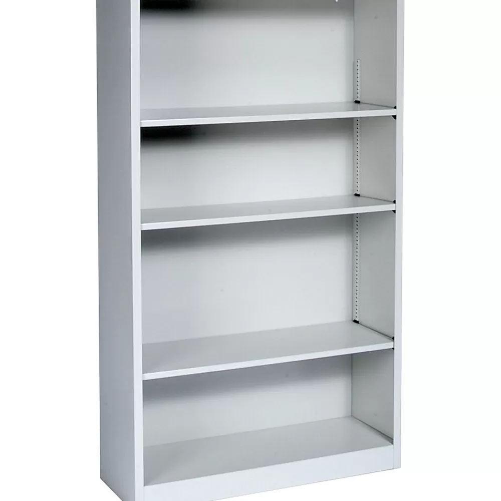 HON Brigade 4-Shelf Metal Bookcase, 59"H x 34 1/2"W x 12.63"D, Light Gray (S60ABCQ) Best
