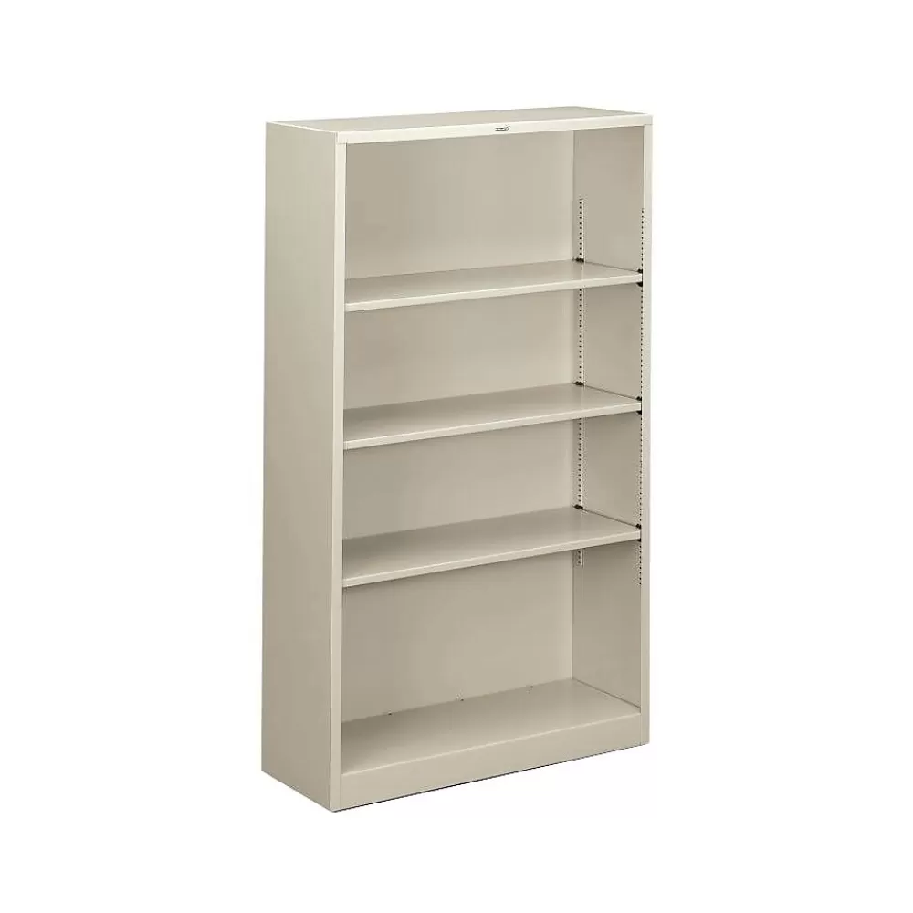 HON Brigade 4-Shelf Metal Bookcase, 59"H x 34 1/2"W x 12.63"D, Light Gray (S60ABCQ) Best