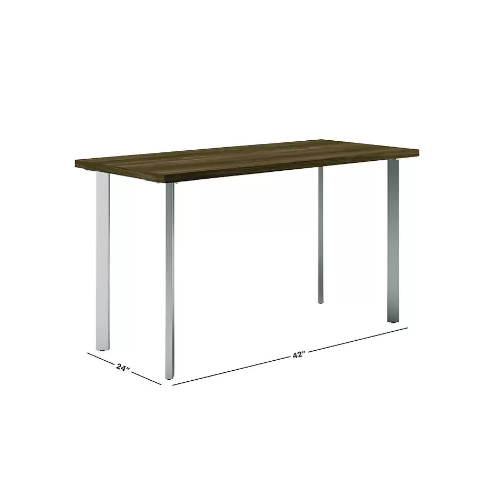 HON Coze 42"W Desk, Florence Walnut and Silver (RPL2442FWP6) Cheap