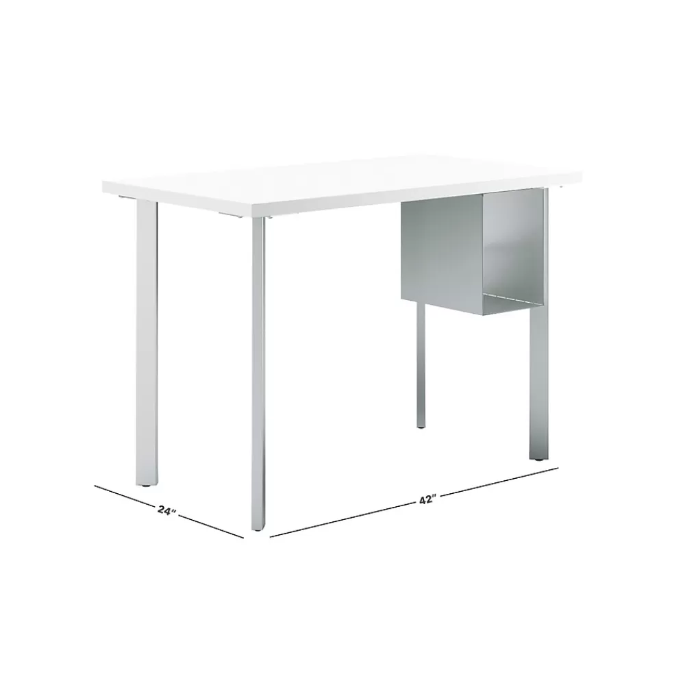 HON Coze 42"W Desk w/U-Storage, Designer and Silver (RPL2442DWP6S) White Hot