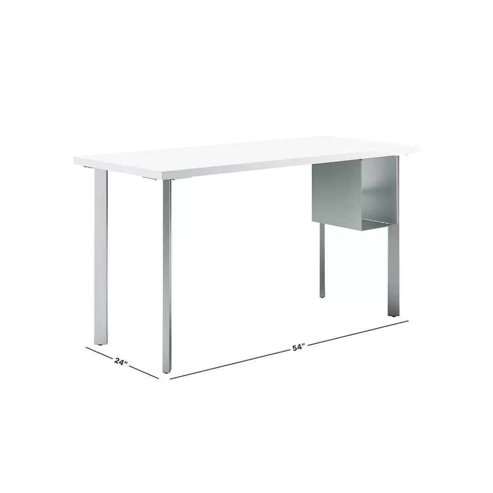 HON Coze 54"W Desk w/U-Storage, Designer and Silver (RPL2454DWP6S) White Best
