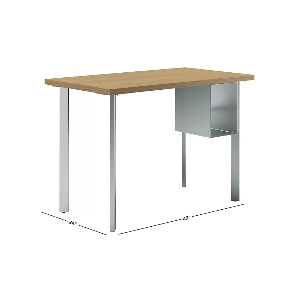 HON Coze 42"W Desk w/U-Storage, and Silver (RPL2442N1P6S) Natural Recon Outlet