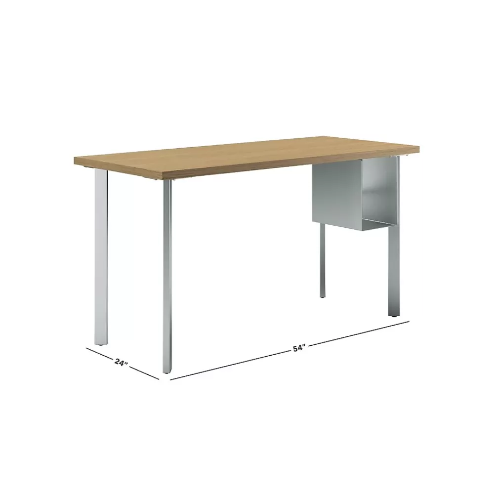 HON Coze 54"W Desk w/U-Storage, and Silver (RPL2454N1P6S) Natural Recon Fashion