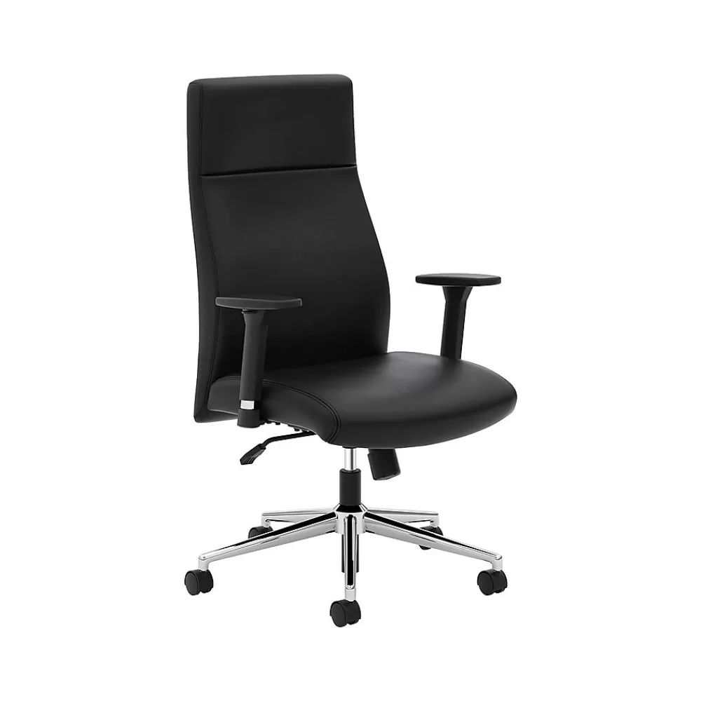 HON Define Adjustable Arms SofThread Leather High-Back Executive Chair, Black (BSXVL108SB11) Discount