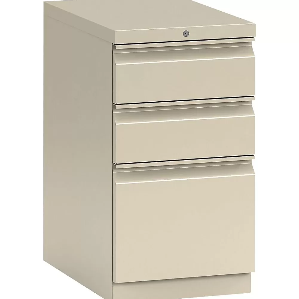 HON FlagShip 3-Drawer Mobile Pedestal File, 28"H x 15"W 22 7/8"D, Greige (H18723RLT5) Best