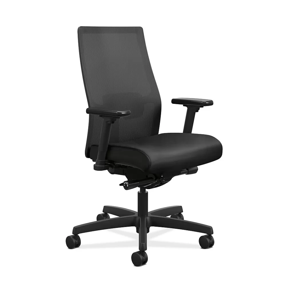 HON Ignition 2.0 Mesh/Vinyl Mid-Back Task Chair, Adjustable Arms, Black (12M2AMLU10TK) Black Vinyl Online
