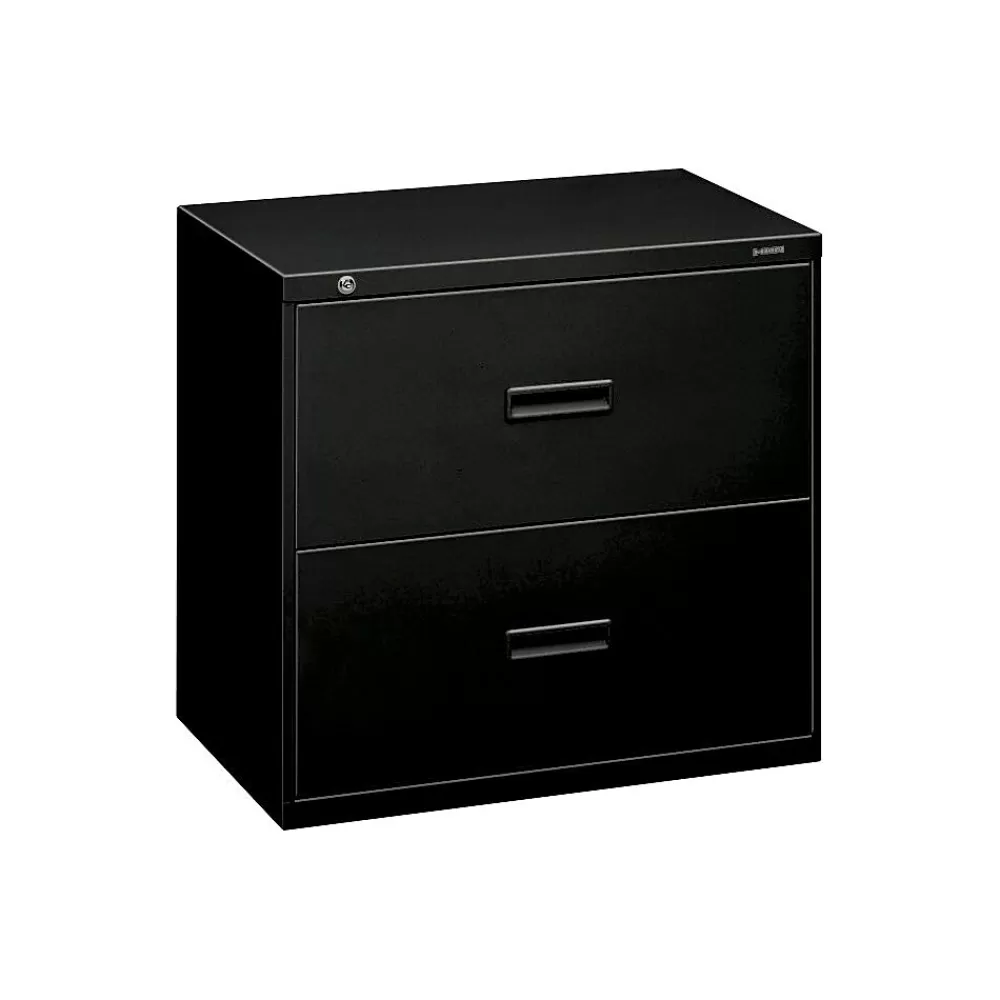 HON Lateral File, 2 Drawers, Molded Pull, 30"W, Black Finish (BSX432LP) Online