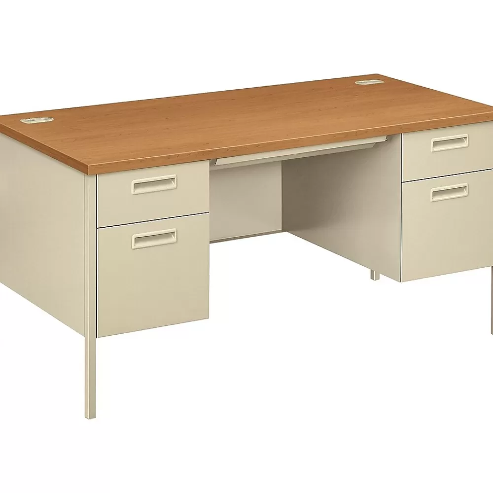 HON Metro Classic 60" Double Pedestal Desk, Harvest (P3262CL) Outlet