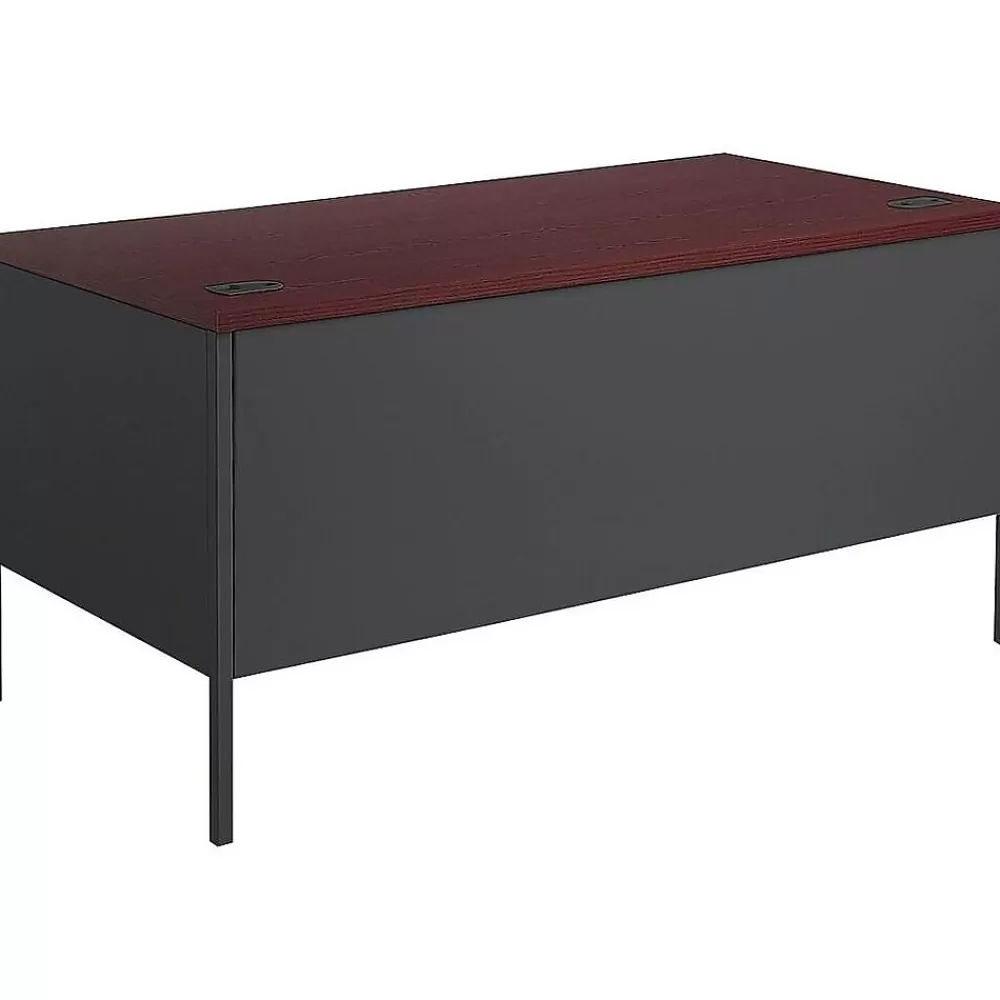 HON Metro Classic 60" Double Pedestal Desk, Mahogany/Charcoal (P3262NS) Discount