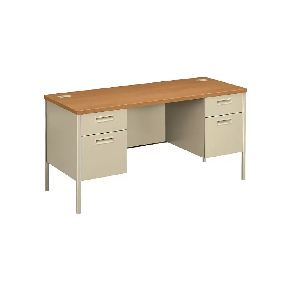 HON Metro Classic HP3231 60" Double Pedestal Desk, Harvest (P3231CL) Outlet