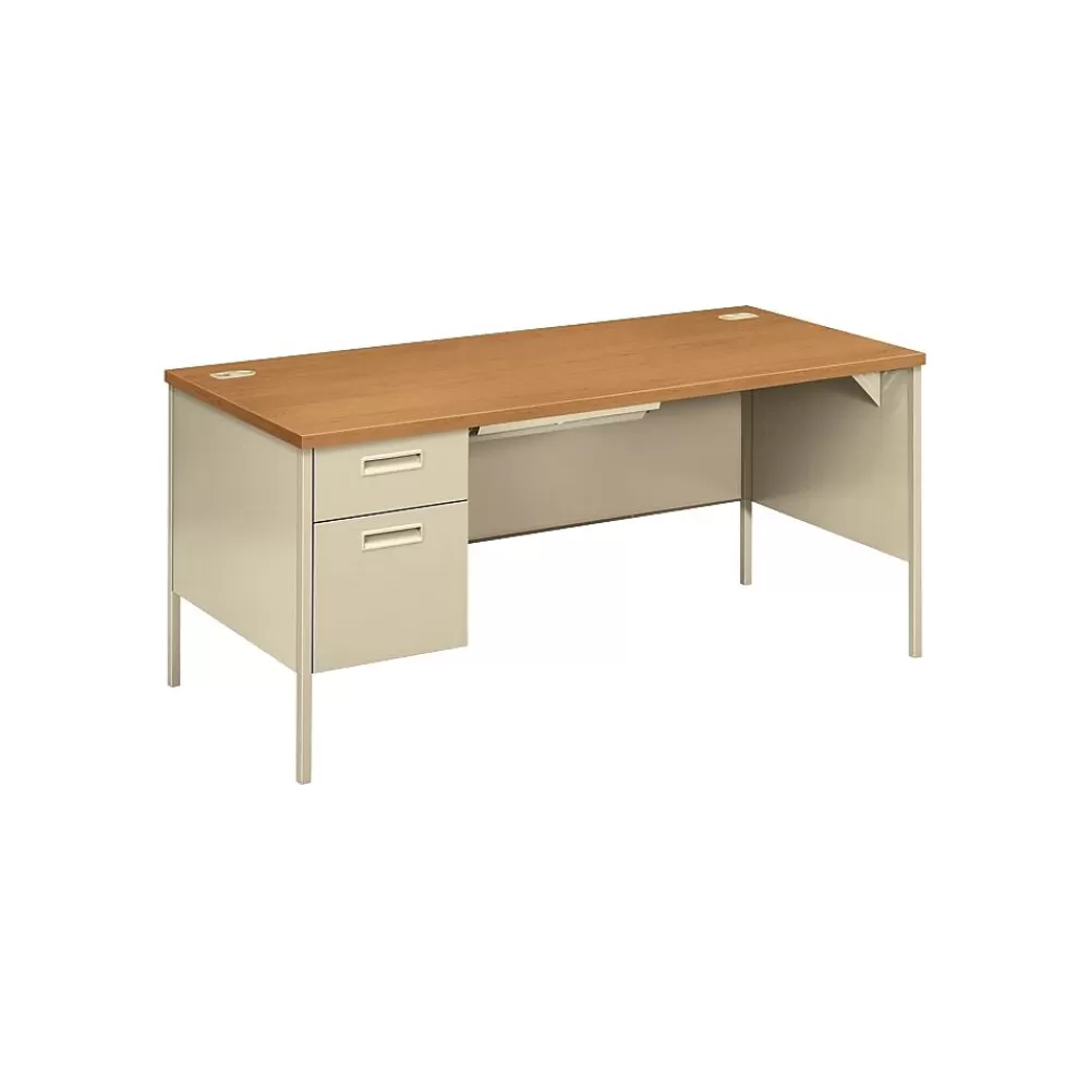 HON Metro Classic HP3266L 66" Single Pedestal Desk, Harvest (P3266LCL) Flash Sale