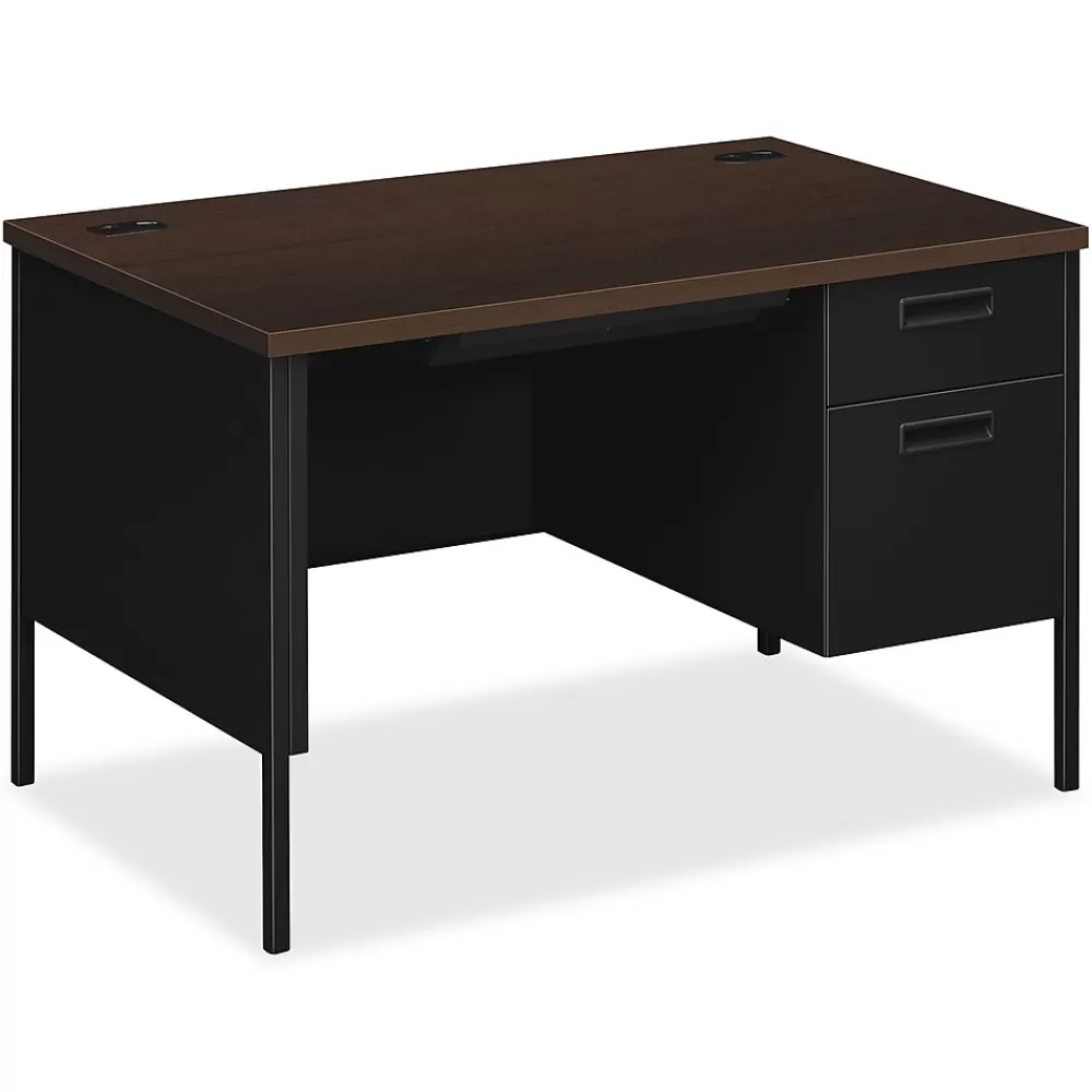 HON Metro Classic Series 48"W Right Pedestal Desk, Mocha/Black (P3251RMOP) Cheap