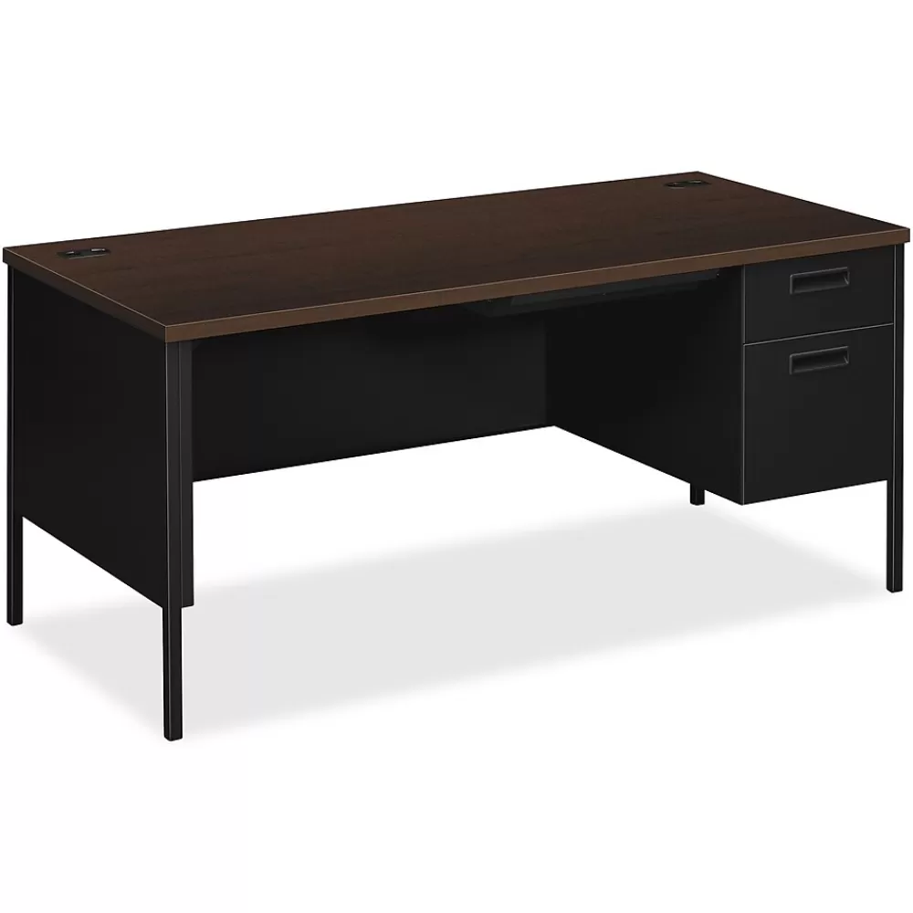 HON Metro Classic 66"W Right Pedestal Desk, Mocha/Black (P3265RMOP) Online