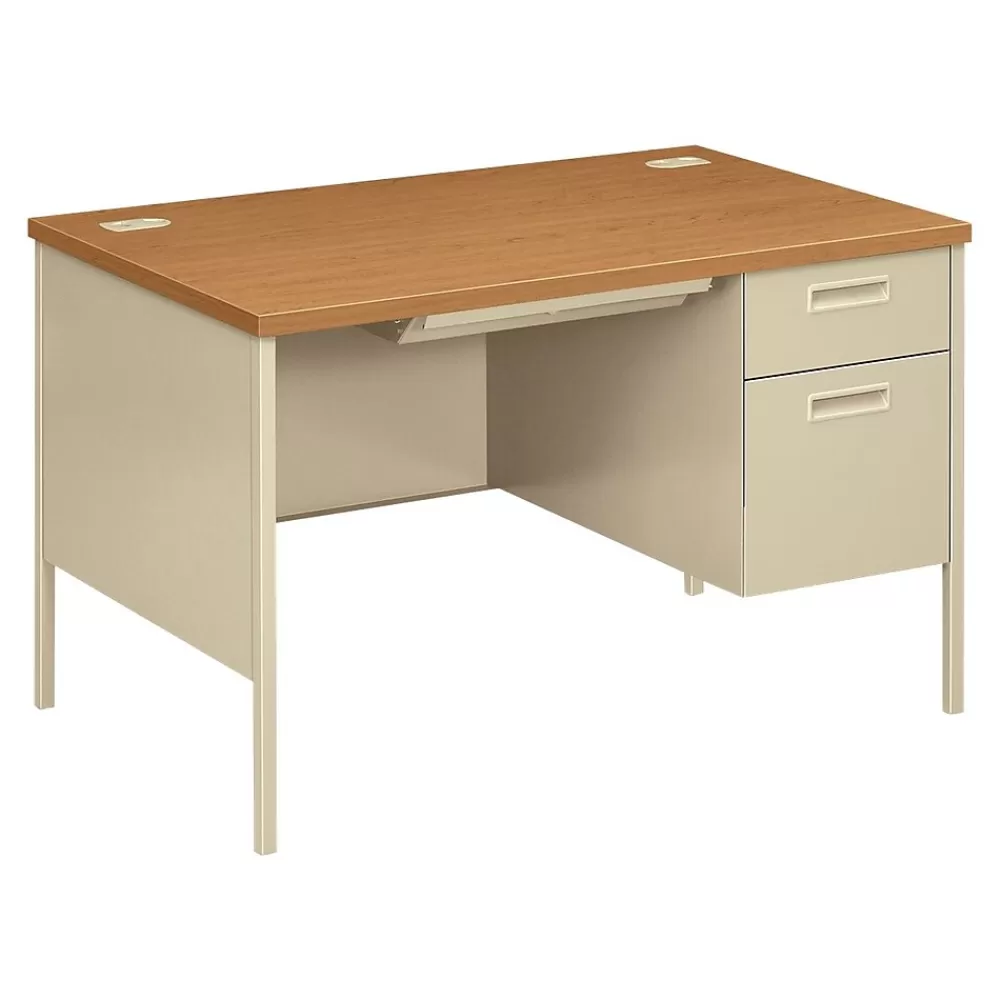 HON Metro Classic 48"W Single Pedestal Desk, Harvest (HP3251R.C.L) New