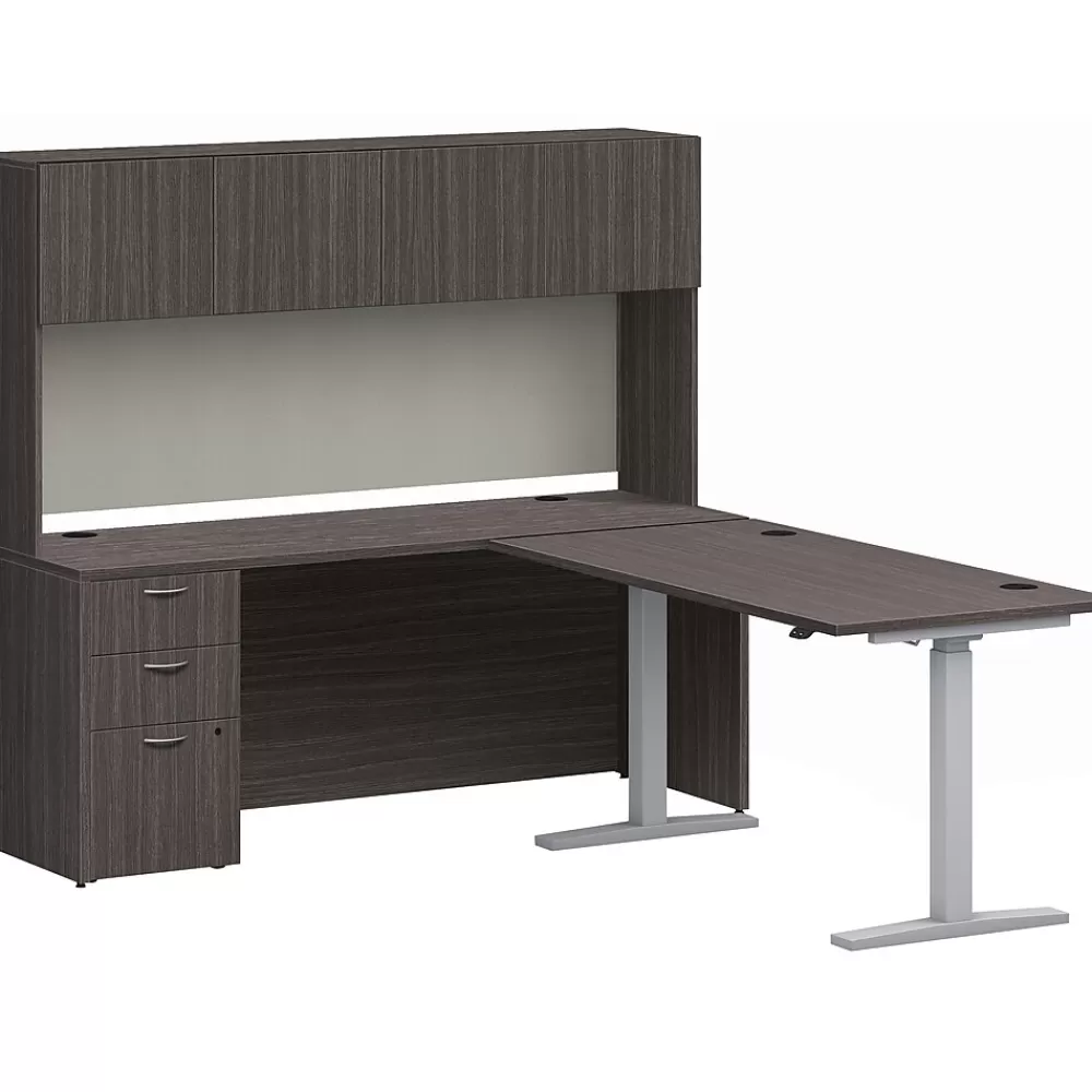 HON Mod 72" Executive Height-Adjustable Workstation with Storage, Slate Teak (HLPL8472HATHTCHSL1) Hot