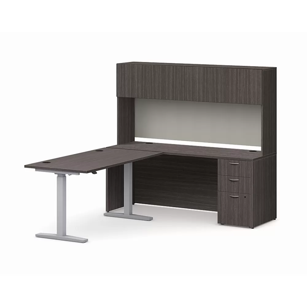 HON Mod 72" Executive Height-Adjustable Workstation with Storage, Slate Teak (HLPL8472HATHTCHSL1) Hot
