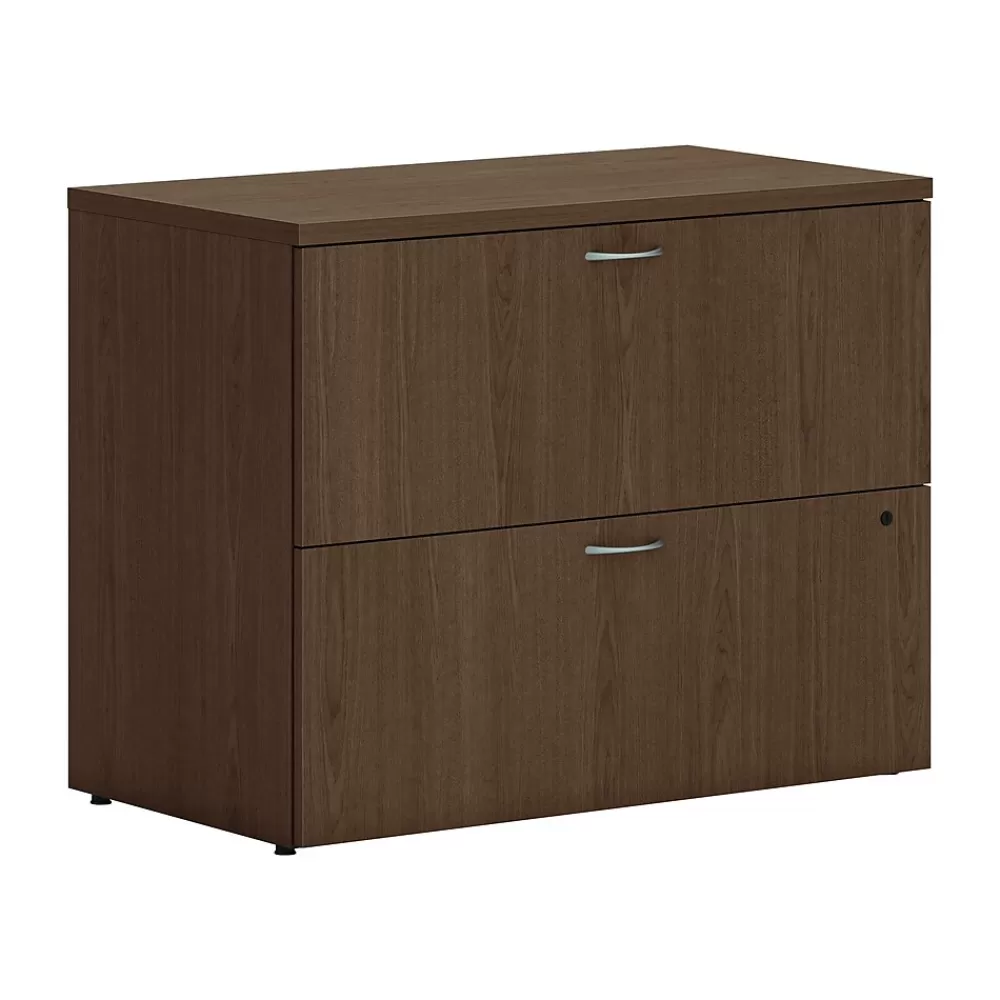 HON Mod 2-Drawer Lateral File Cabinet, Letter/Legal Size, Lockable, 29"H x 36"W x 20"D, Sepia Walnut (HLPLLF3620L2.LSE1) Outlet