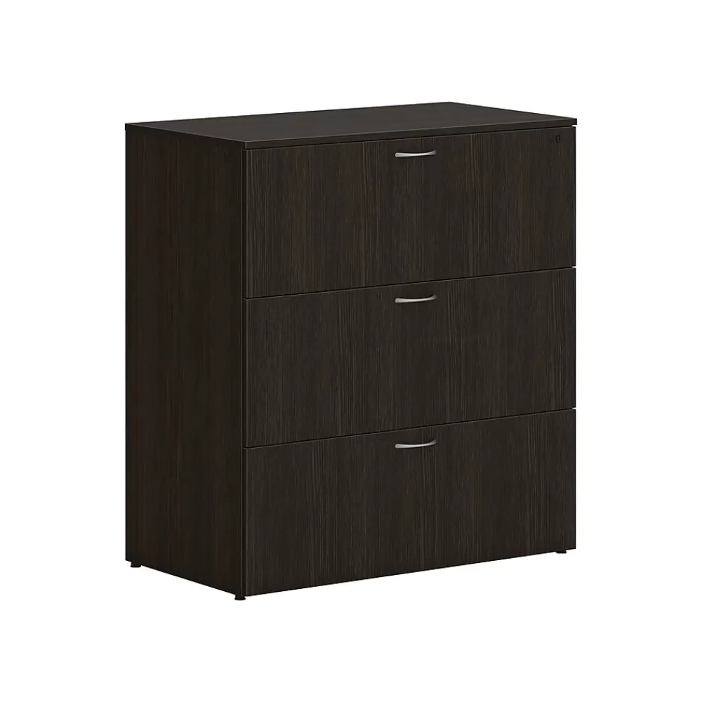 HON Mod 3-Drawer Lateral File Cabinet, Locking, Letter/Legal, Java Oak, 36" (HLPLLF3620L3.LJA1) Fashion