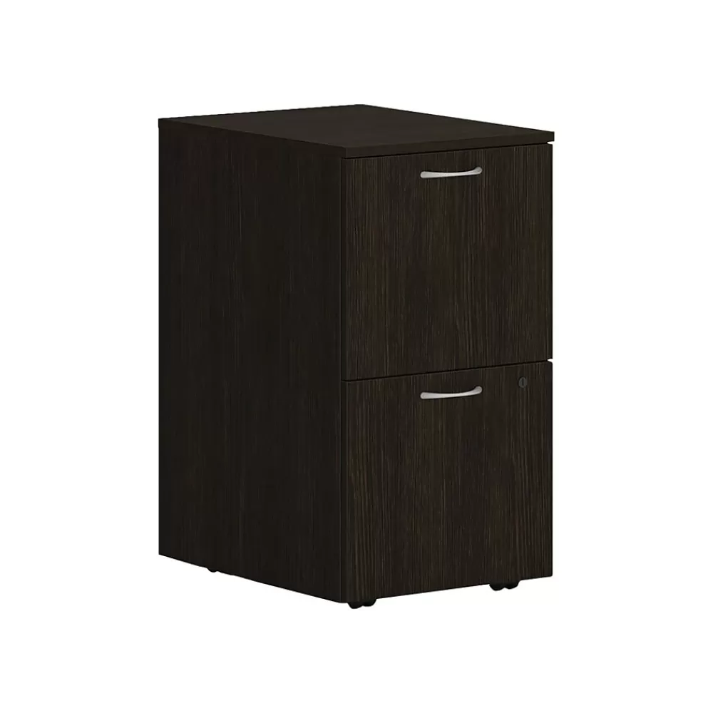 HON Mod 2-Drawer Mobile Vertical File Cabinet, Letter/Legal Size, Lockable, 28"H x 15"W x 20"D, Java Oak (PLPMFFLJ1) Discount