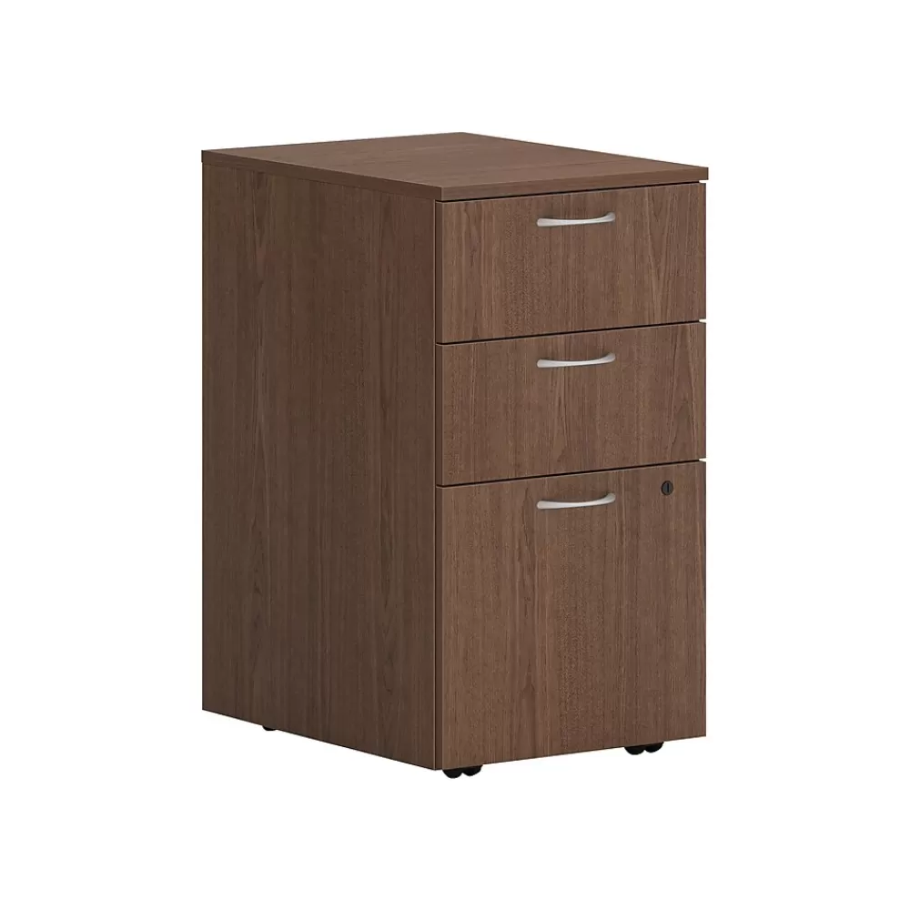 HON Mod 3-Drawer Mobile Vertical File Cabinet, Letter/Legal Size, Lockable, 28"H x 15"W x 20"D, Sepia Walnut (PLPMBBFLE1) Best Sale