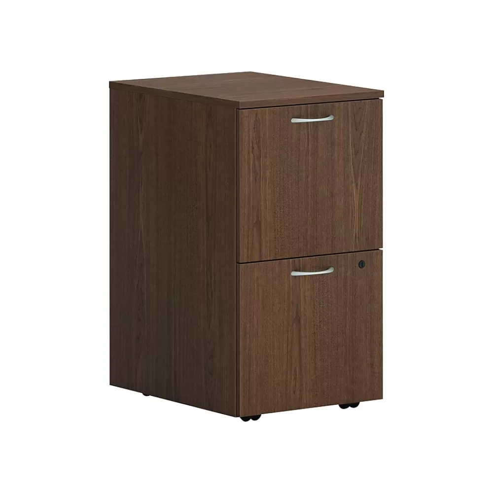 HON Mod 2-Drawer Mobile Vertical File Cabinet, Letter/Legal Size, Lockable, 28"H x 15"W x 20"D, Sepia Walnut (PLPMFFLE1) Shop