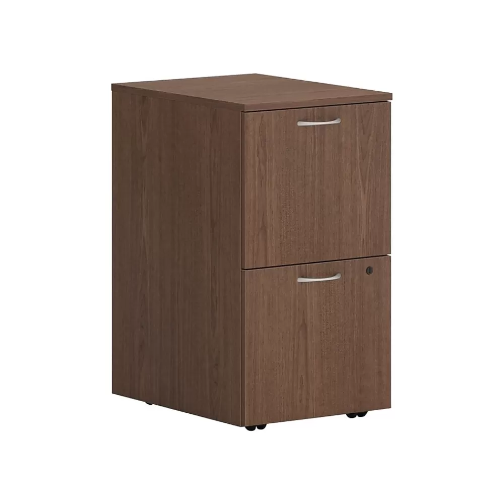 HON Mod 2-Drawer Mobile Vertical File Cabinet, Letter/Legal Size, Lockable, 28"H x 15"W x 20"D, Slate Teak (PLPMFFLS1) Shop