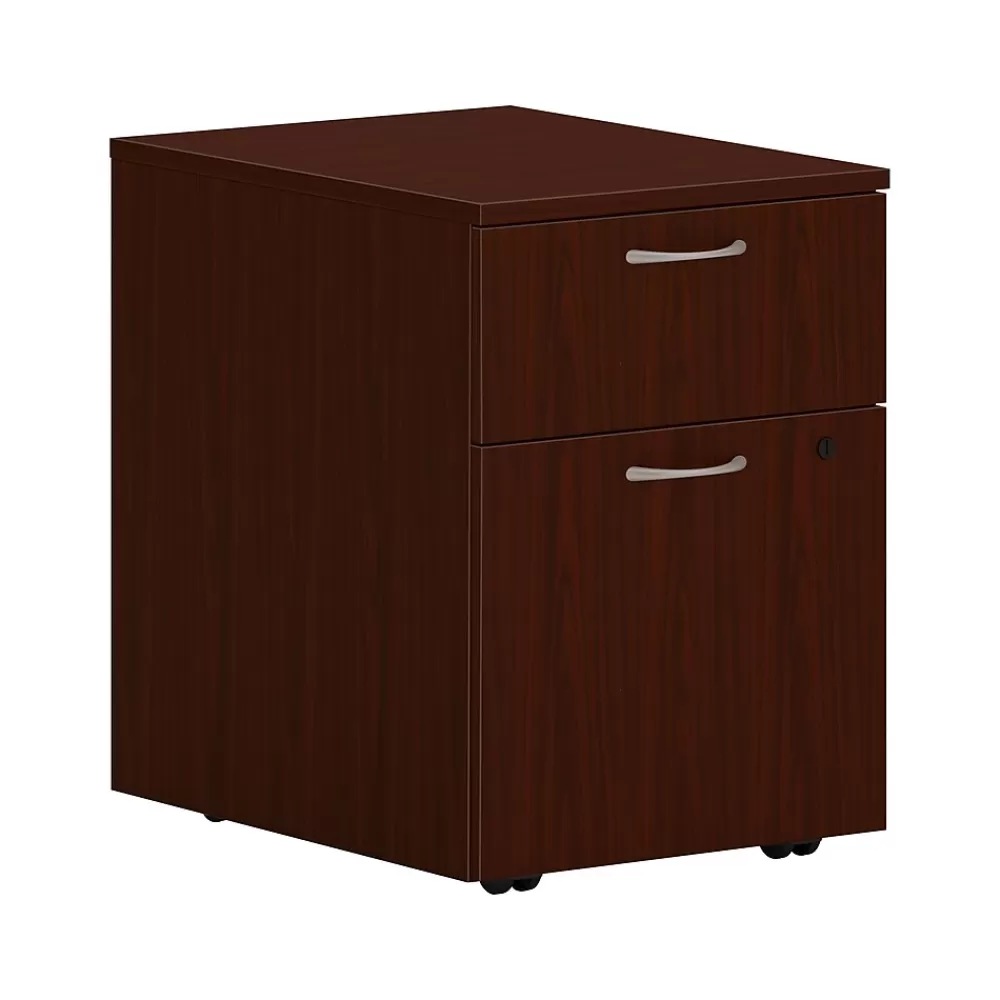 HON Mod 2-Drawer Vertical File Cabinet, Letter/Legal, Traditional Mahogany, 20" (HLPLPMBFLTM1) New