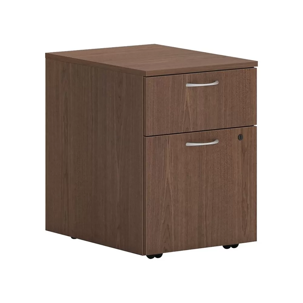 HON Mod 2-Drawer Vertical File Cabinet, Mobile Pedestal, Letter/Legal, Sepia Walnut, 20" (HLPLPMBF.LSE1) Outlet