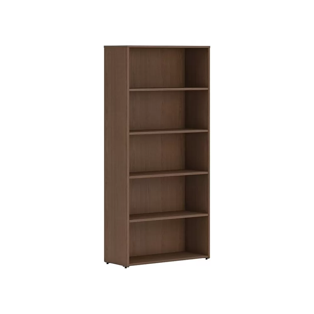 HON Mod 65"H 5-Shelf Bookcase, Sepia Walnut (HLPLBC3013B5.LSE1) Hot