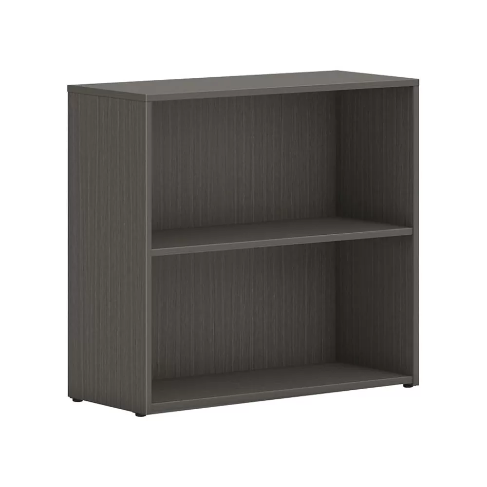 HON Mod 29"H 2-Shelf Bookcase, Slate Teak Laminate (HLPLBC3013B2.LSL1) Clearance