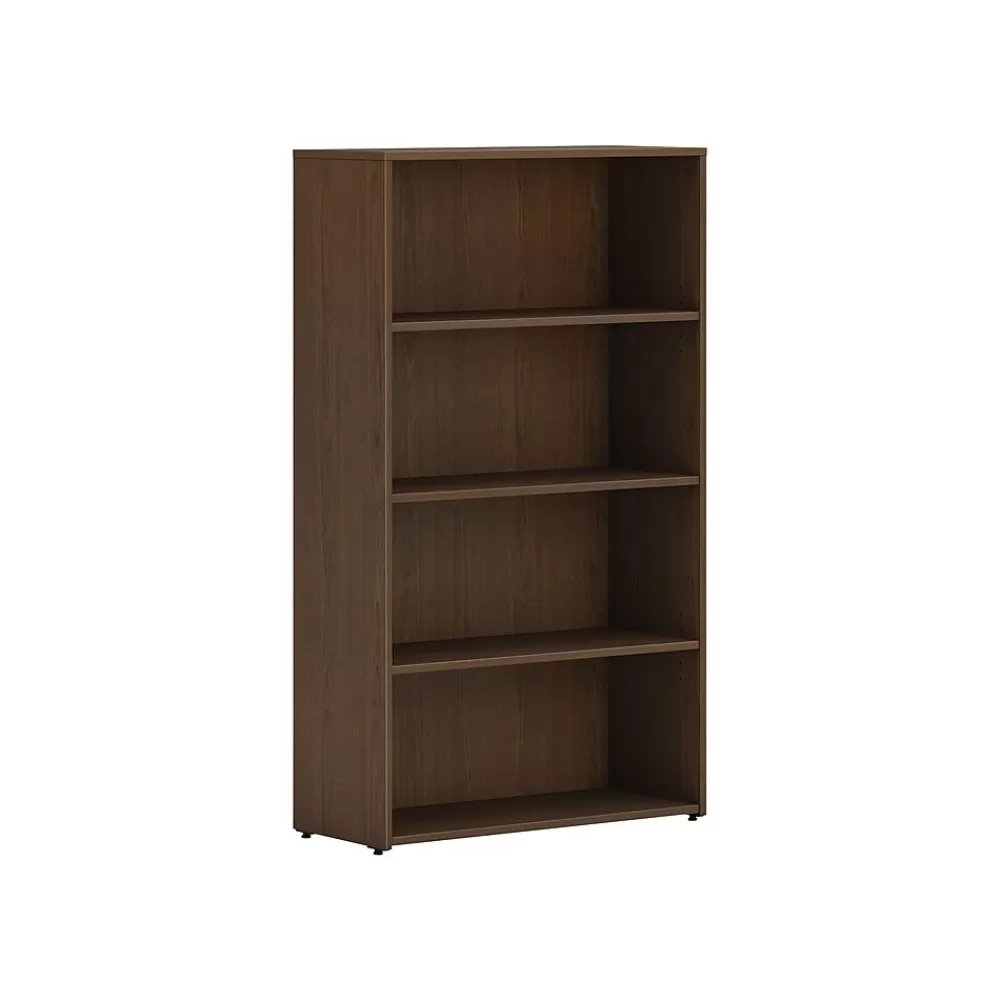 HON Mod 4-Shelf 53"H Bookcase, Sepia Walnut (HLPLBC3013B4.LSE1) New