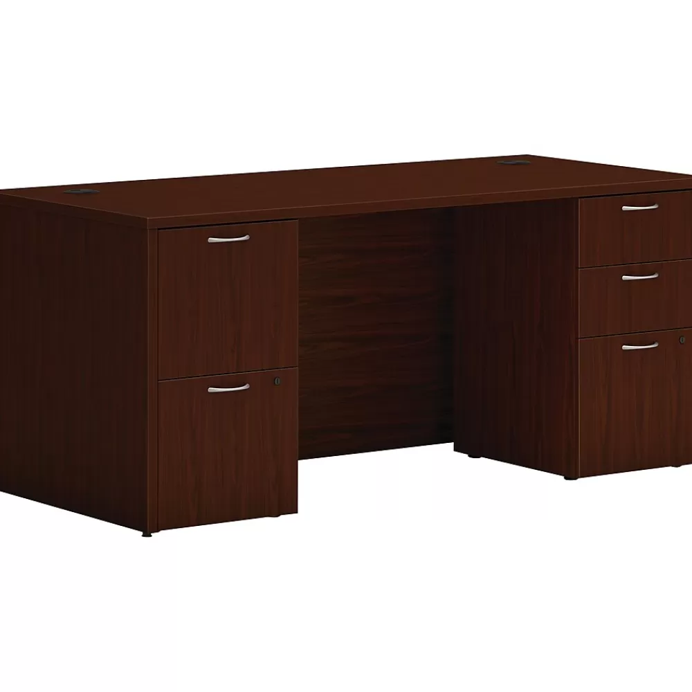 HON Mod 66"W Computer Desk, (HLPLDS66PSTM1) Traditional Mahogany Fashion